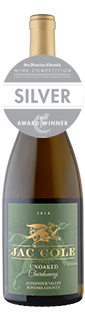 Jac Cole Alexander Valley Unoaked Chardonnay 2018